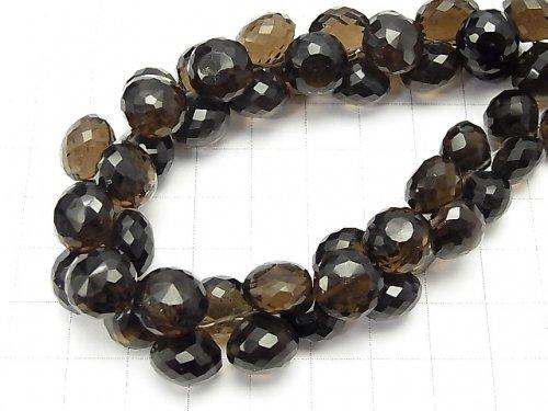 [Video] [One of a kind] High Quality Smoky Quartz AAA Onion Faceted Briolette [Dark Color] 1strand NO.11