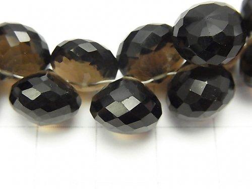 [Video] [One of a kind] High Quality Smoky Quartz AAA Onion Faceted Briolette [Dark Color] 1strand NO.12