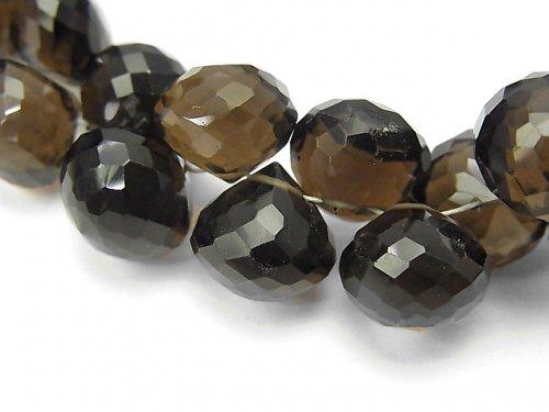 [Video] [One of a kind] High Quality Smoky Quartz AAA Onion Faceted Briolette [Dark Color] 1strand NO.13