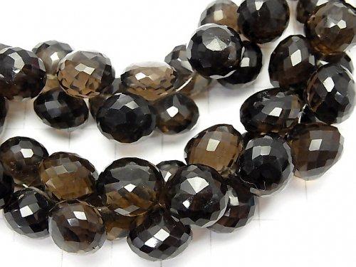 [Video] [One of a kind] High Quality Smoky Quartz AAA Onion Faceted Briolette [Dark Color] 1strand NO.16