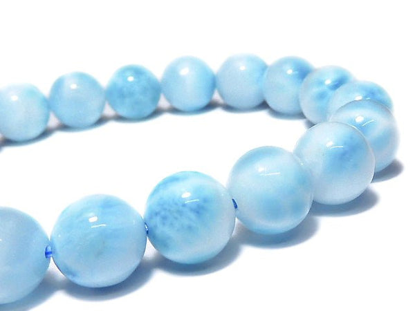 [Video] [One of a kind] High Quality Larimar Pectolite AAA Round 9mm Bracelet NO.146