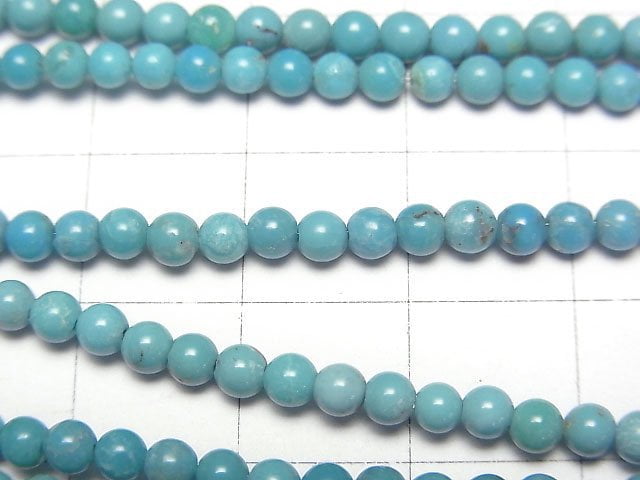 [Video] Blue Turquoise AAA- Round 3mm half or 1strand beads (aprx.15inch/38cm)