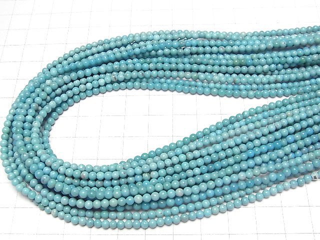 [Video] Blue Turquoise AAA- Round 3mm half or 1strand beads (aprx.15inch/38cm)