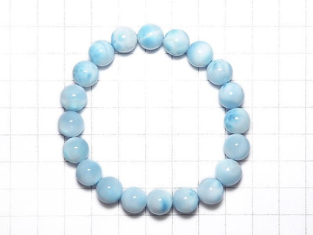 [Video] [One of a kind] High Quality Larimar Pectolite AAA Round 9mm Bracelet NO.146