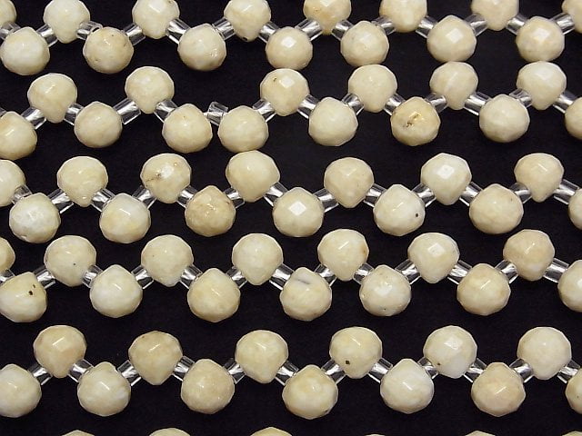 [Video]Riverstone Onion Faceted Briolette 7x7x7mm half or 1strand beads (aprx.14inch/34cm)