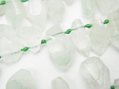 Green Phantom Quartz AA ++ Faceted Nugget Top Side Drilled Hole half or 1strand (aprx.15inch / 38cm)