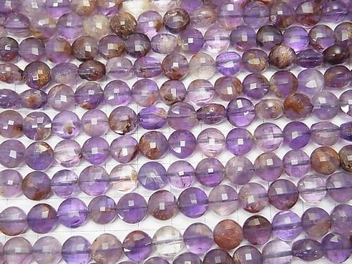 High Quality! Garden Amethyst AA ++ Faceted Coin 8x8x6mm half or 1strand (aprx.15inch / 37cm)