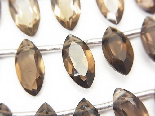 1strand $15.99! High Quality Smoky Crystal Quartz AAA Marquise Faceted 12x6mm 1strand (18pcs )