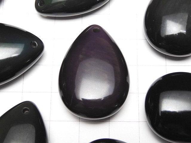 [Video] Rainbow Obsidian AAA Pear shape 35x25x12mm 1pc