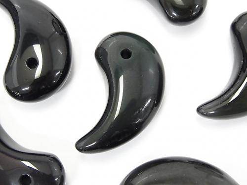 Mexico Black Obsidian AAA Comma Shaped Bead 35x18mm 2pcs $5.79!