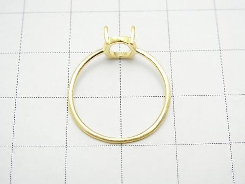 [Video] Silver925 Ring empty frame (claw clip) Oval 8x6mm hairline 18KGP 1pc