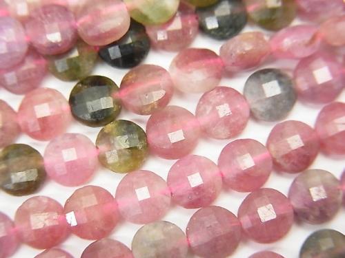 High quality! 1strand $13.99! Multicolor Tourmaline AA + Faceted Coin 5x5x3mm 1strand (aprx.15inch / 37cm)