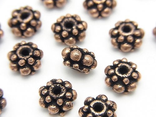Copper  Roundel 8x8x5mm Oxidized Finish  half or 1strand beads (aprx.7inch/18cm)