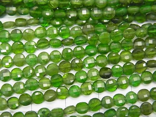 High Quality! Chrome Diopside AA ++ Faceted Coin 4x4x2mm half or 1strand (aprx.15inch / 37cm)