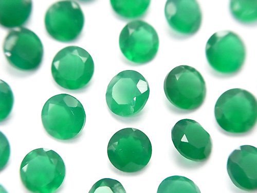 [Video]High Quality Green Onyx AAA Loose stone Round Faceted 6x6mm 10pcs