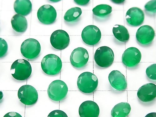 [Video]High Quality Green Onyx AAA Loose stone Round Faceted 6x6mm 10pcs