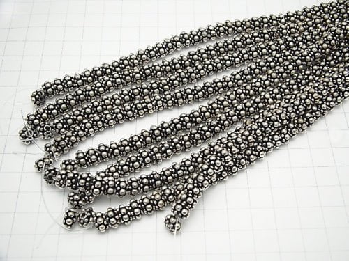 Copper Roundel 8x8x5mm Silver Coating Oxidized Finish half or 1strand beads (aprx.7inch/18cm)
