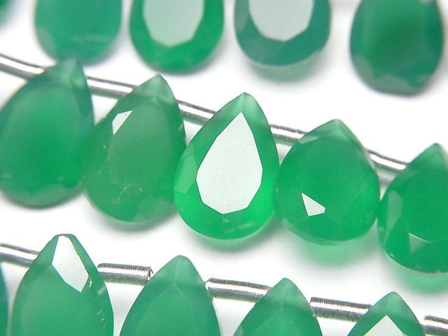 [Video]High Quality Green Onyx AAA Pear shape Faceted 12x8mm half or 1strand (18pcs )