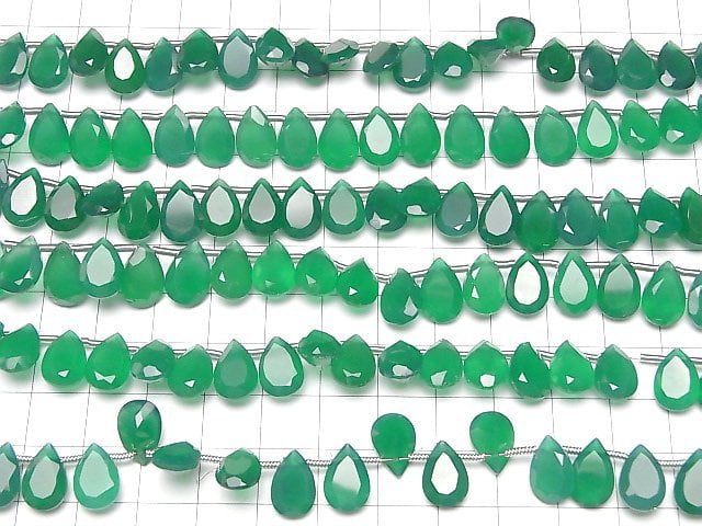 [Video]High Quality Green Onyx AAA Pear shape Faceted 12x8mm half or 1strand (18pcs )