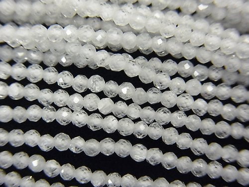 [Video] High Quality! Natural White Zircon AA++ Faceted Round 2mm 1strand beads (aprx.15inch/37cm)