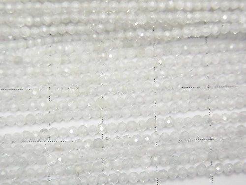 [Video] High Quality! Natural White Zircon AA++ Faceted Round 2mm 1strand beads (aprx.15inch/37cm)