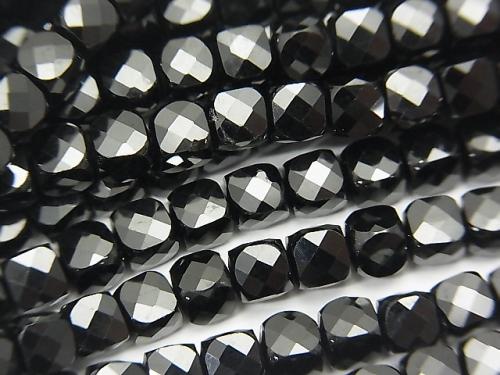 High Quality! Black Spinal AAA Cube Shape 4x4x4mm half or 1strand (aprx.15inch / 37cm)