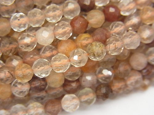 High Quality!  Copper Rutilated Quartz AA Faceted Round 4mm  1strand beads (aprx.15inch/37cm)