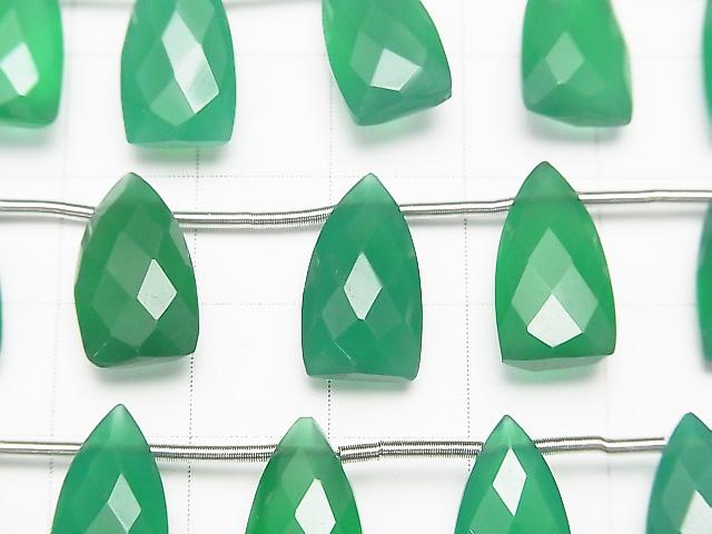 [Video] High Quality Green Onyx AAA Deformation Faceted Pear Shape 15x8mm 1strand (8pcs ).