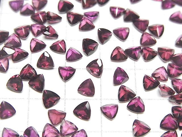 [Video]High Quality Rhodolite Garnet AAA Loose stone Triangle Faceted 5x5mm 5pcs