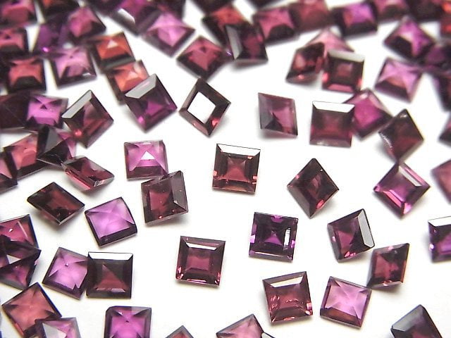 [Video]High Quality Rhodolite Garnet AAA Loose stone Square Faceted 4x4mm 5pcs