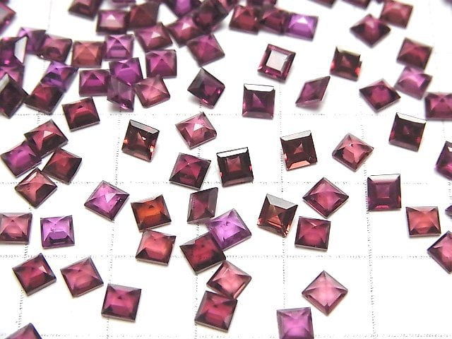 [Video]High Quality Rhodolite Garnet AAA Loose stone Square Faceted 4x4mm 5pcs