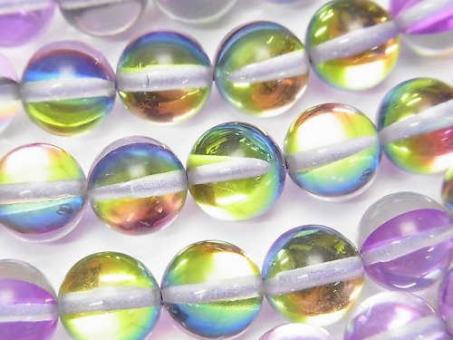 [Video] Rainbow Purple Luna Flash Round 10mm 1strand beads (aprx.14inch/35cm)