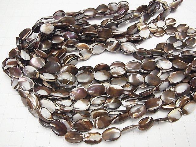 [Video]1strand $6.79! Mother of Pearl MOP Brown Oval 14x10x3mm 1strand beads (aprx.15inch / 37cm)