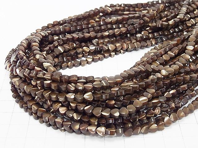 1strand $8.79! Mother of Pearl MOP Brown Vertical Hole Heart Shape 4x4x3mm 1strand (aprx.15inch / 37cm)