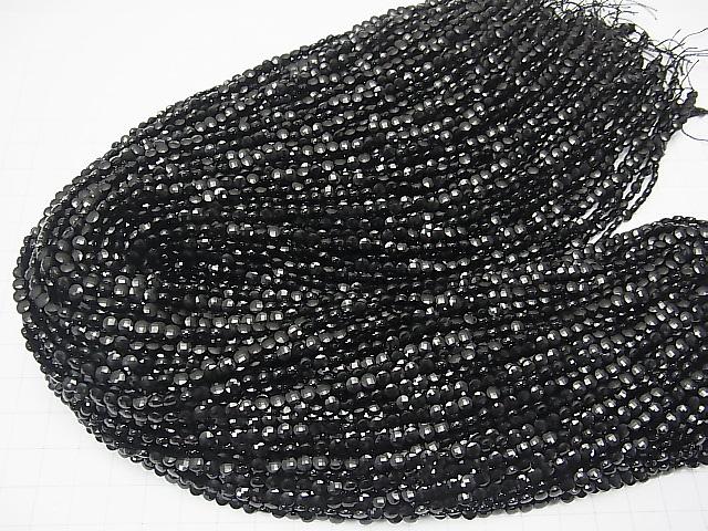 High Quality! 1strand $6.79! Black Spinel AAA Faceted Coin 4x4x2mm 1strand (aprx.15inch / 37cm)