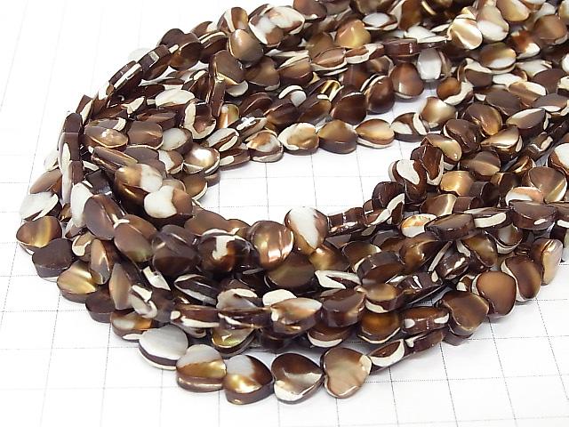 1strand $6.79! Mother of Pearl MOP Brown Vertical Hole Heart Shape 8x8x3.5mm 1strand (aprx.15inch / 37cm)