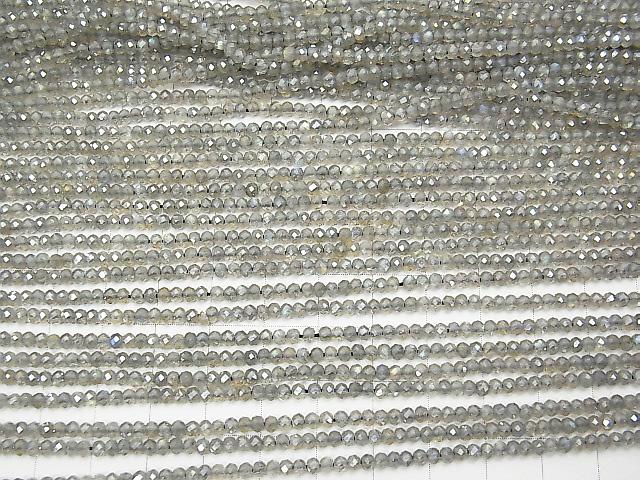 1strand $9.79! Labradorite AAA Faceted Button Roundel coating 1strand (aprx.12inch / 30cm)