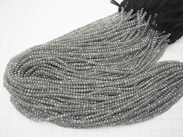 1strand $9.79! Labradorite AAA Faceted Button Roundel coating 1strand (aprx.12inch / 30cm)