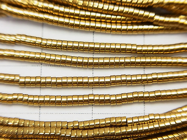 Hematite Tube (Heishi) 2x2x1mm Gold coating 1strand beads (aprx.15inch / 38cm)