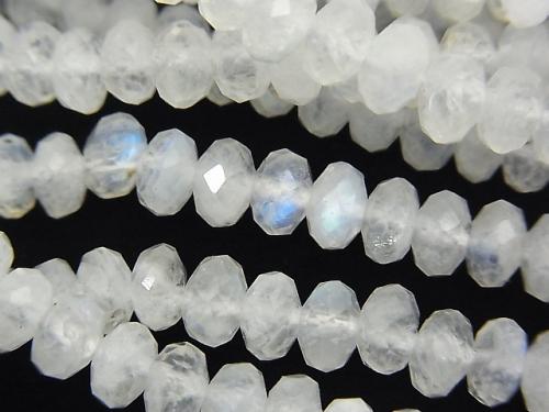 High Quality! Rainbow Moon Stone AA ++ Faceted Button Roundel 6x6x3mm half or 1strand (aprx.15inch / 38cm)