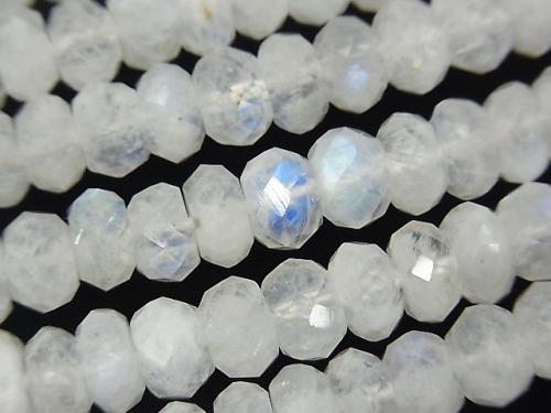 High Quality! Rainbow Moon Stone AA ++ Faceted Button Roundel 8x8x4mm half or 1strand (aprx.15inch / 38cm)