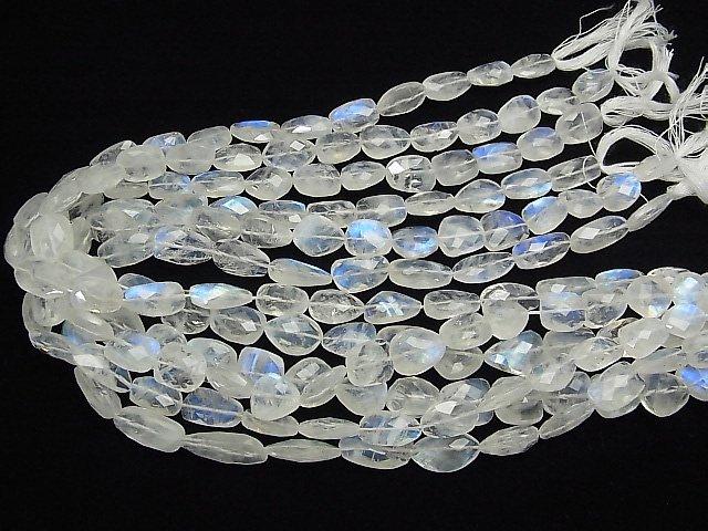 [Video]High Quality Rainbow Moonstone AAA- Flat Faceted Nugget 1/4 or 1strand beads (aprx.15inch / 36cm)