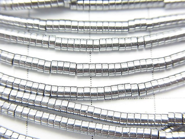 Hematite Tube (Heishi )2x2x1mm silver coated 1strand beads (aprx.15inch/38cm)