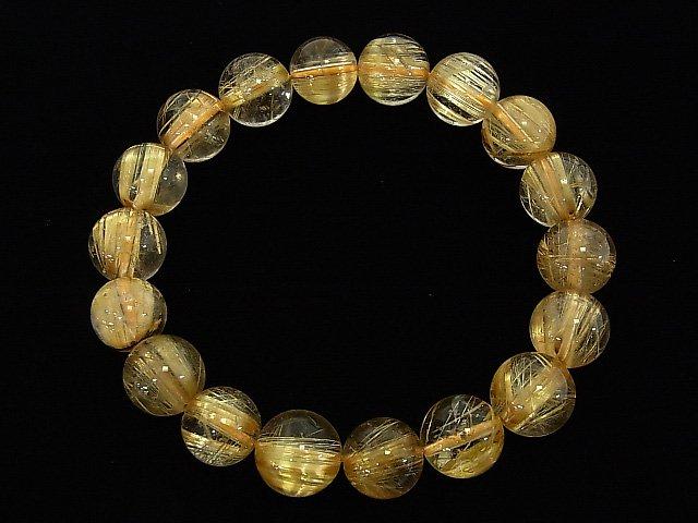[Video] [One of a kind] High Quality Golden Rutilated Quartz AAA Round 11.5mm Bracelet NO.37