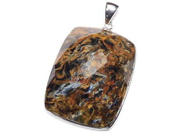 [Video] [One of a kind] High Quality Pietersite AAA Faceted Pendant Silver925 NO.45