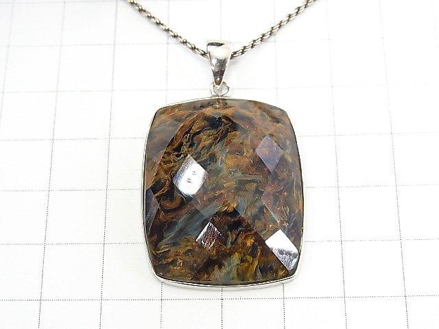 [Video] [One of a kind] High Quality Pietersite AAA Faceted Pendant Silver925 NO.45