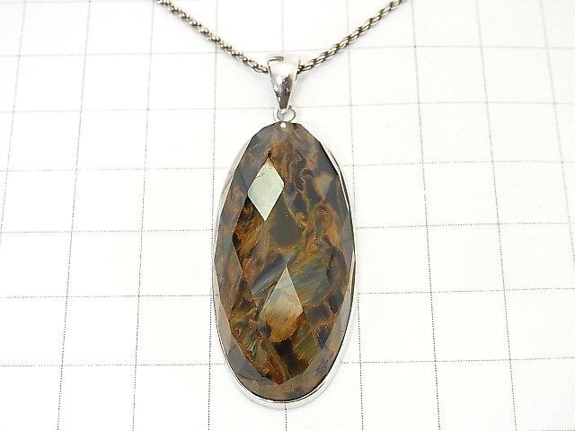 [Video] [One of a kind] High Quality Pietersite AAA Faceted Pendant Silver925 NO.43