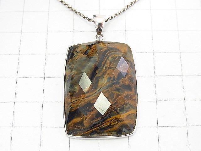 [Video] [One of a kind] High Quality Pietersite AAA Faceted Pendant Silver925 NO.41