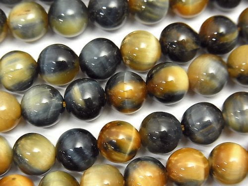[Video]Silver Blue & Golden Tiger's Eye AA Round 8mm 1strand beads (aprx.15inch/36cm)