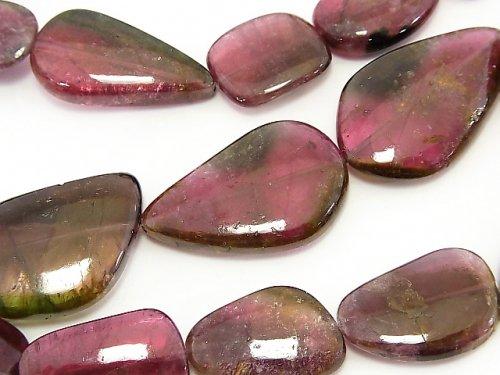 [Video] [One of a kind] Watermelon Tourmaline AA++ Flat Nugget Size Gradation Necklace NO.13